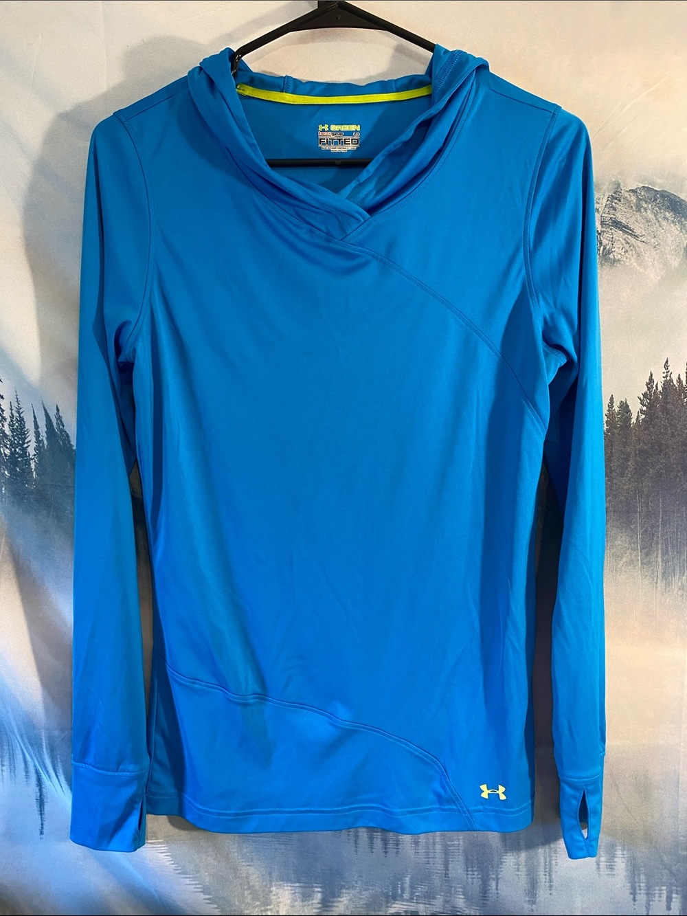 Under Armour Heatgear Electric Blue Hooded Long Sleeve Top